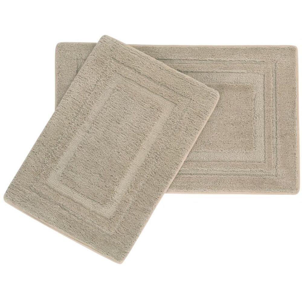 2pcs Thicken Bath Mat Set Soft Absorbent Shaggy Bath Rugs Non-Slip Carpets Khaki